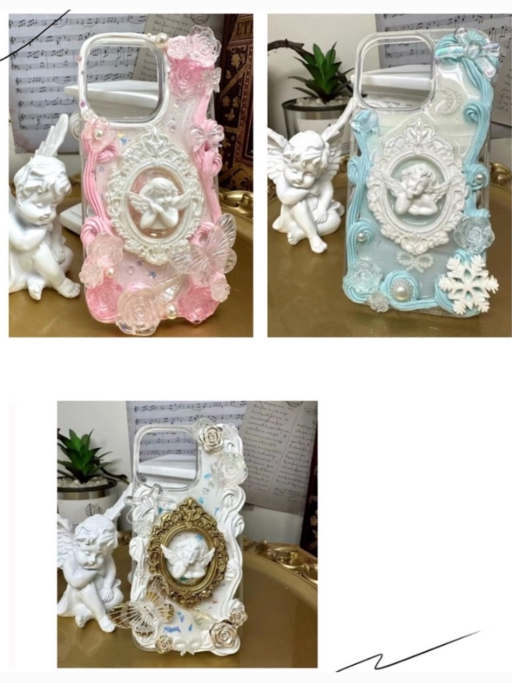 iPhone 13pro Baroque angel Phone Case, Handmade case